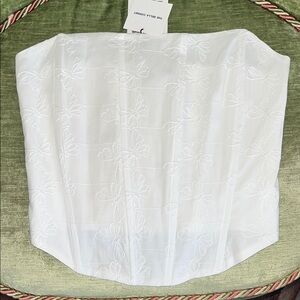 Zara White Embroidered Corset Top